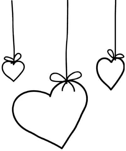 Three Hearts Coloring Page